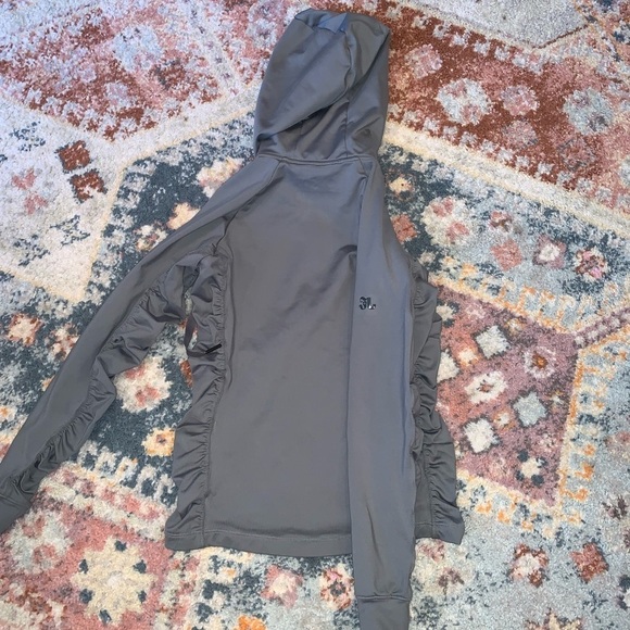 Jo + Jax Girls Gray Ruched Sleeve Zip Front Hooded Jacket Size 12/14 - Picture 5 of 5